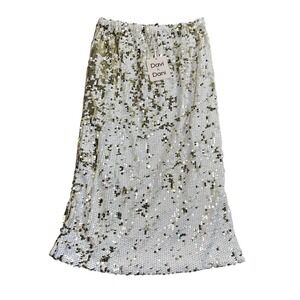 NEW Davi & Dani‎ Multi-Color Sequin Pencil Mid Skirt Size S Gold White Party NYE